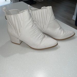 White Snakeskin Booties